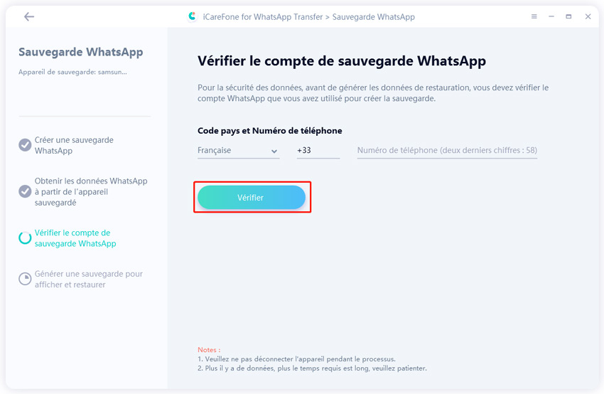 vérifier compte whatsapp sur android