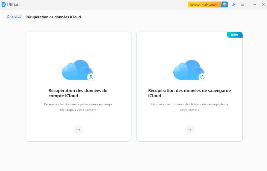 choisir la récupération des données de sauvegarde iCloud