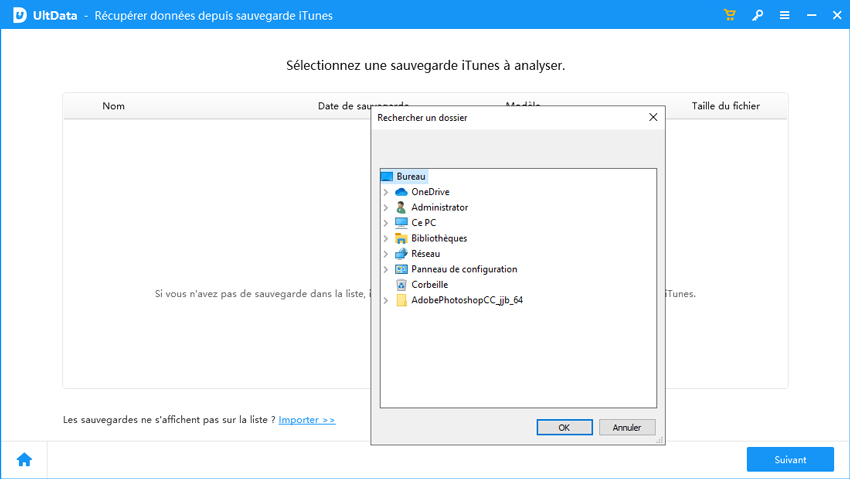 importer une sauvegade itunes depuis ordinateur