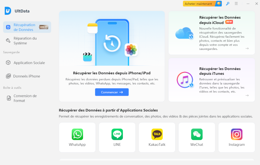lancer la récupération iCloud