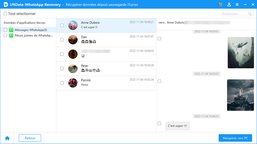 recuperer message whatsapp supprimé depuis sauvegarde itunes - UltData Récupération WhatsApp