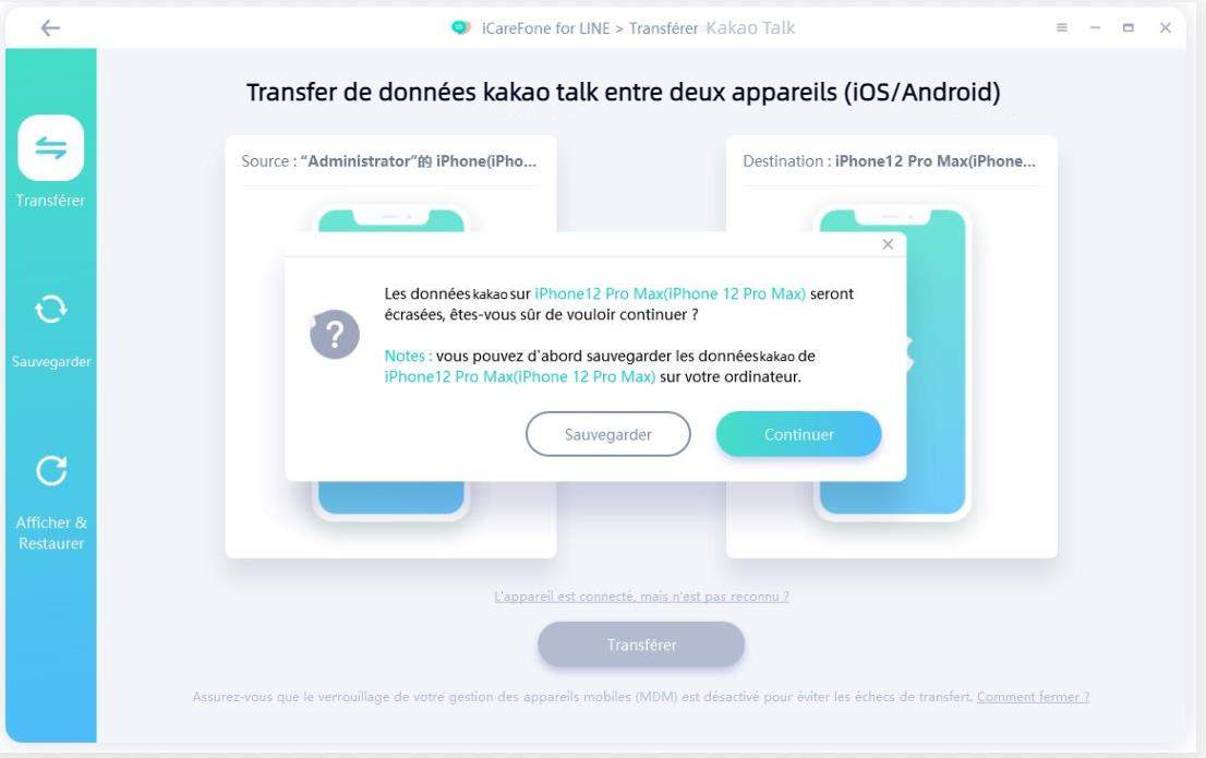 écraser les données de KakaoTalk d'iPhone à iPhone