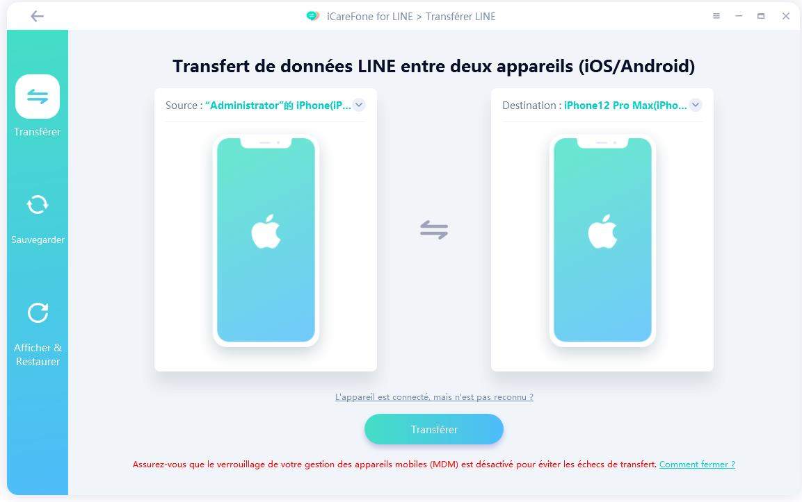 guide icarefone transfer guide - transfert line