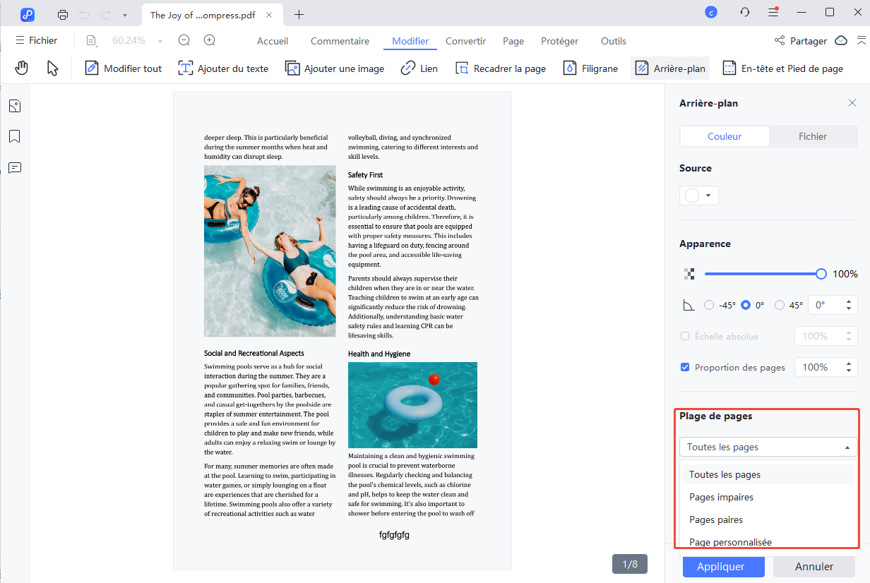 background page range