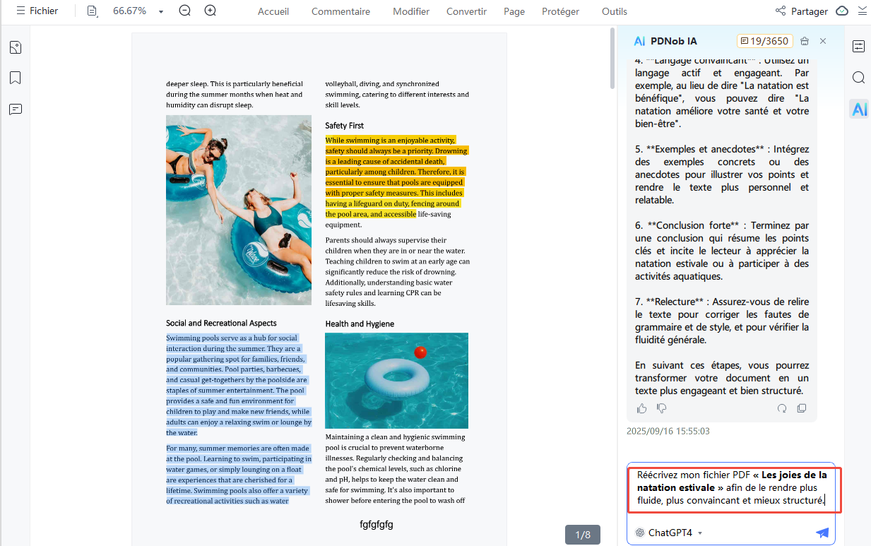 chat with pdf to rewrite