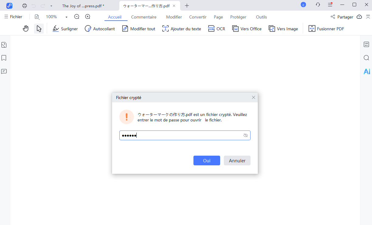 open a protected pdf