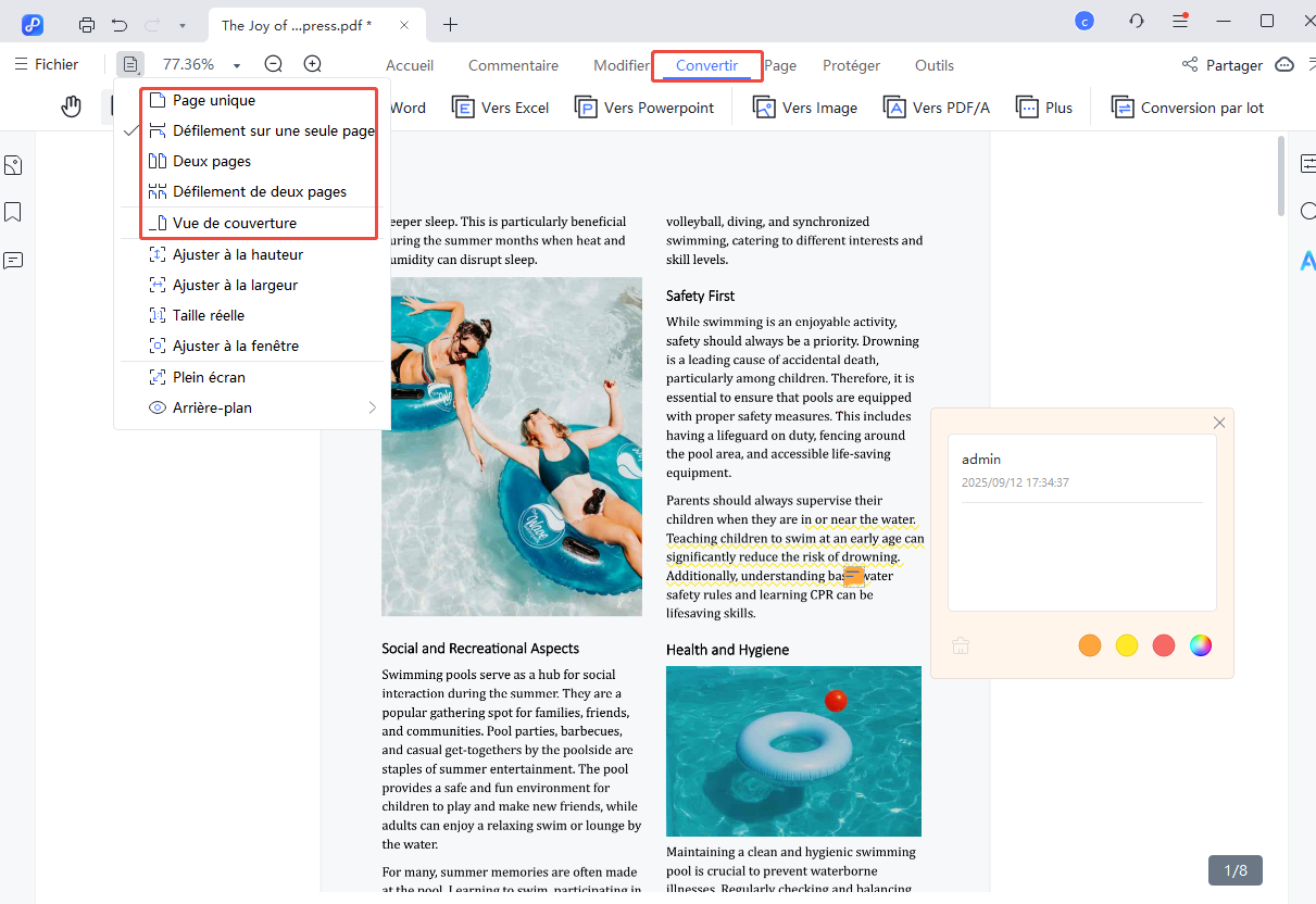 page display mode
