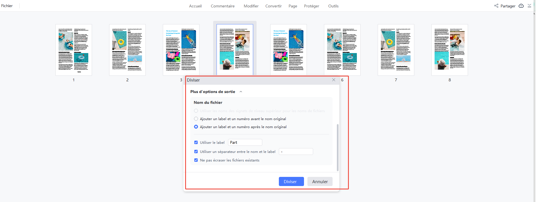 split page file name