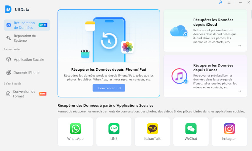 sélectionner la récupération de données iphone/ipad