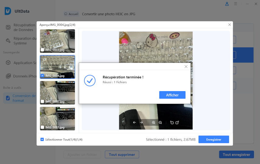 prévisualiser et enregistrer l’image jpg
