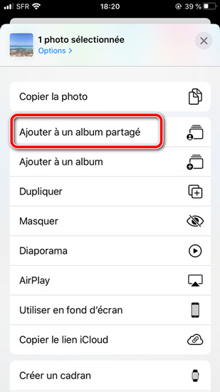 acces photo partagées icloud