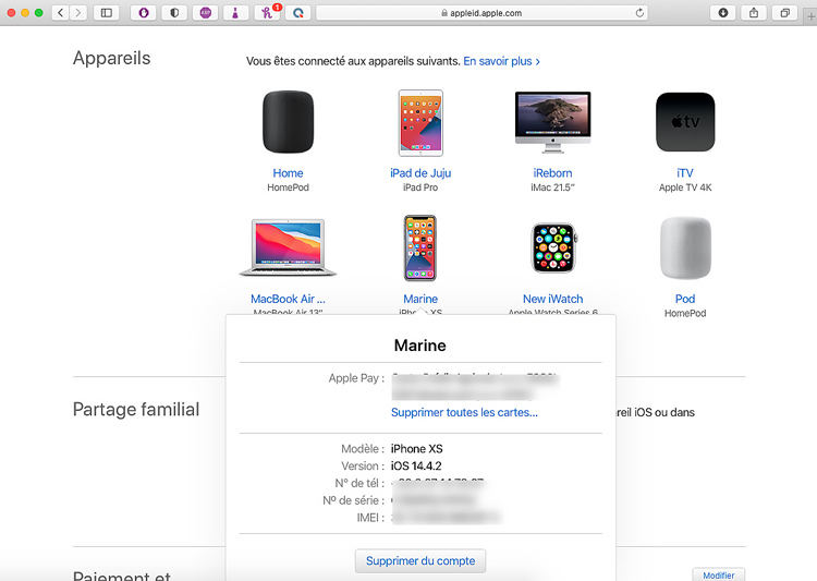Supprimer l’iPhone du compte Apple