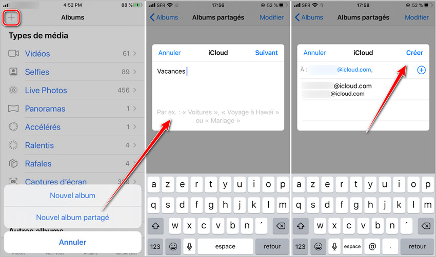 icloud photo partage creer