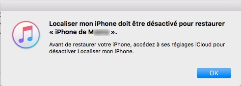 localiser mon iPhone doit être désactivé pour restaurer ios 9