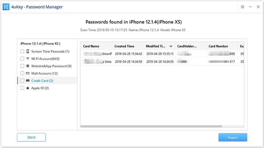 carte de crédit - guide du gestionnaire de mots de passe ios