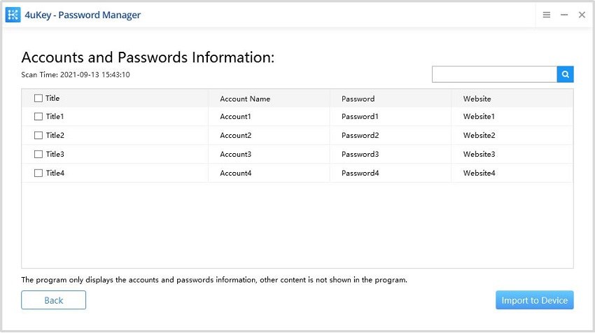 preview account and passwords