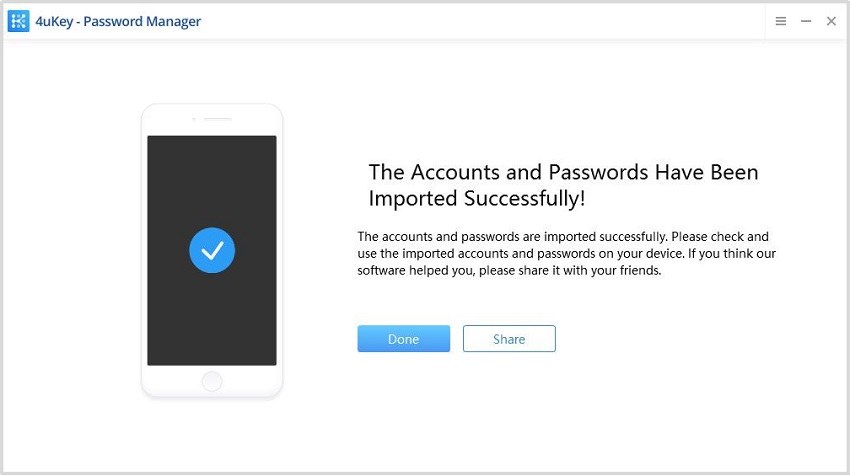 successfully imported passwords