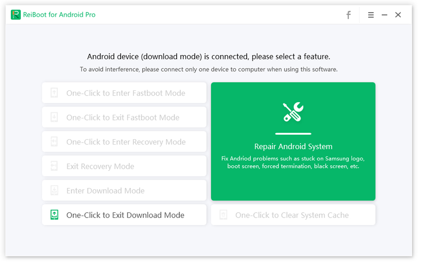 L'appareil Android entre complètement en mode téléchargement avec tenorshare reiboot pour Android - guide