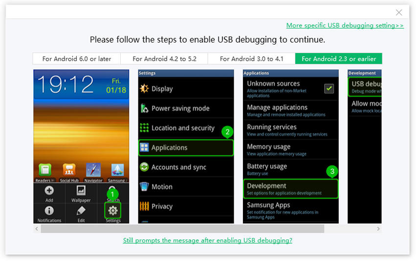 Tenorshare ReiBoot pour activer le débogage USB d'Android 2.3 ou antérieur.