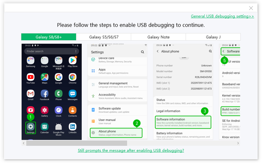 activer le débogage USB Samsung sur ReiBoot pour Android