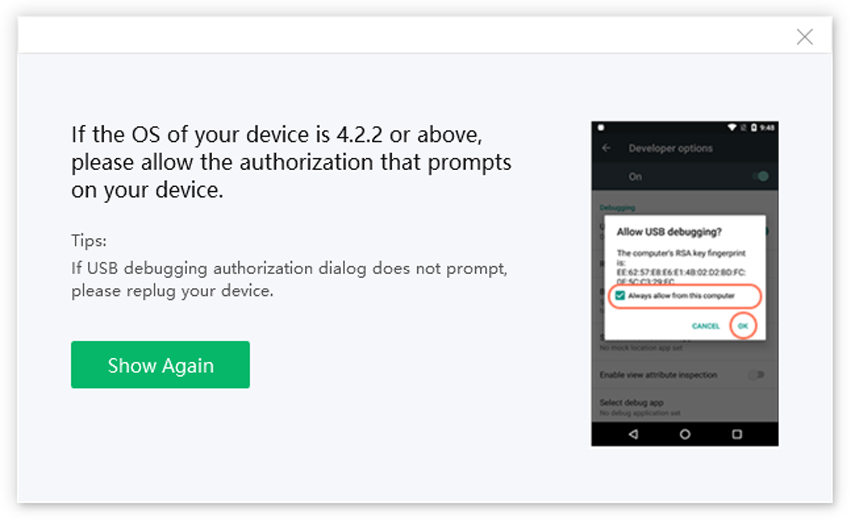 permettre le débogage USB sur l'iPhone avec le guide sur Tenorshare ReiBoot pour Android