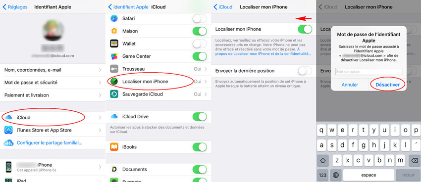 desactiver localiser mon iphone avant downgrade