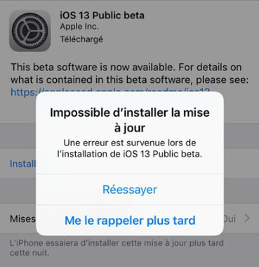 erreur ios 13