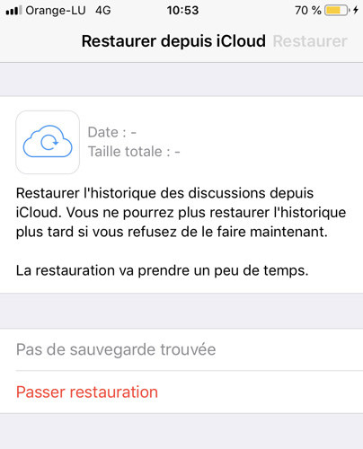 pas de sauvegarde trouvee