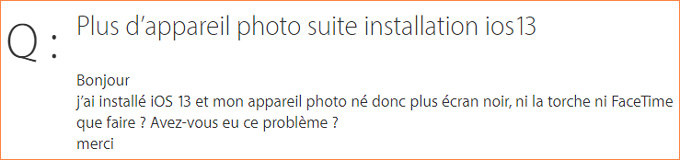appareil photo ne marche plus