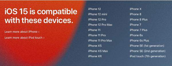 appareils pris en charge par ios 15