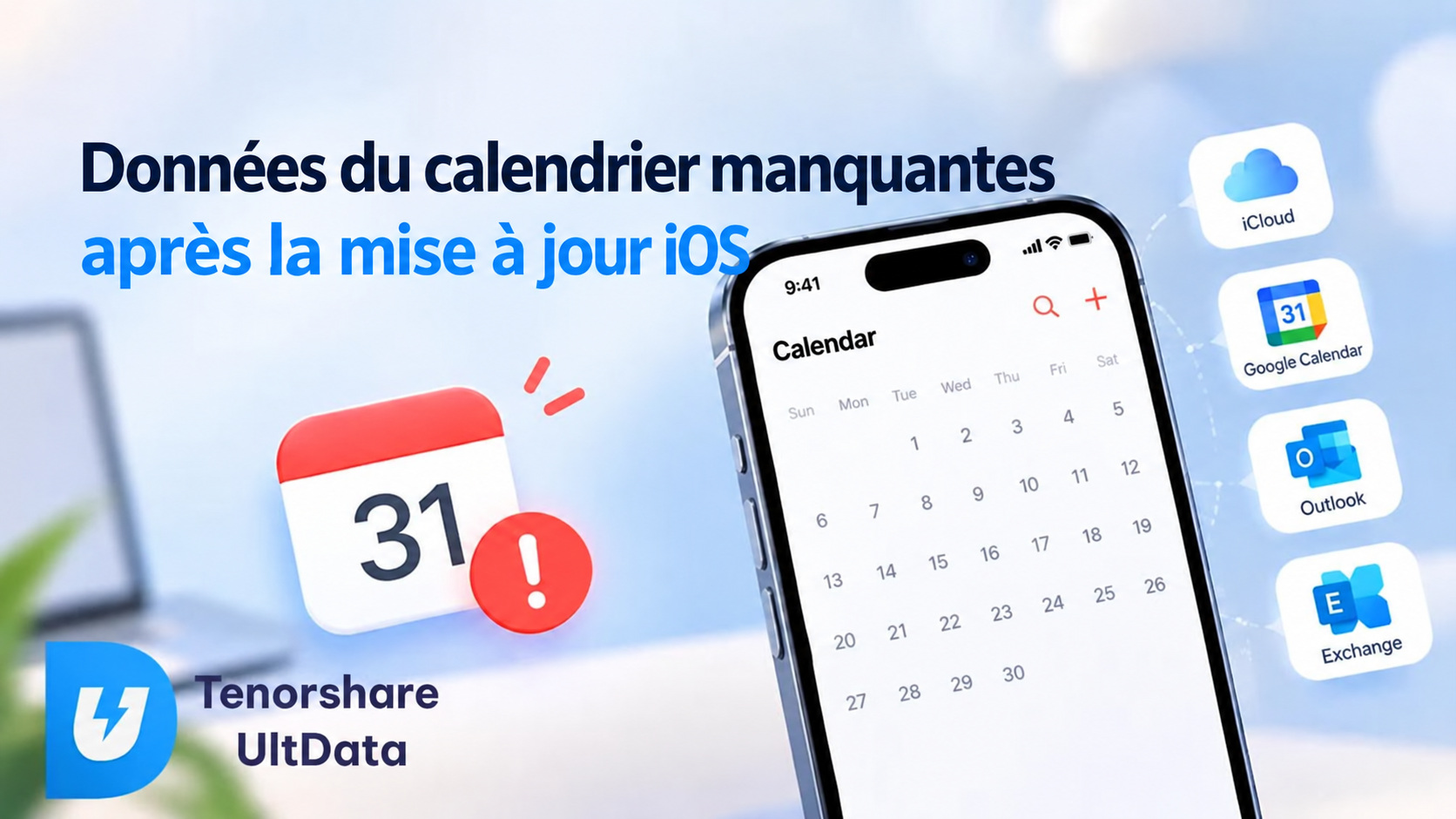 données du calendrier disparues après la mise à jour d’iOS