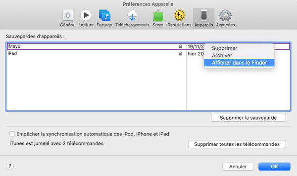 emplacement sauvegarde iphone sur mac