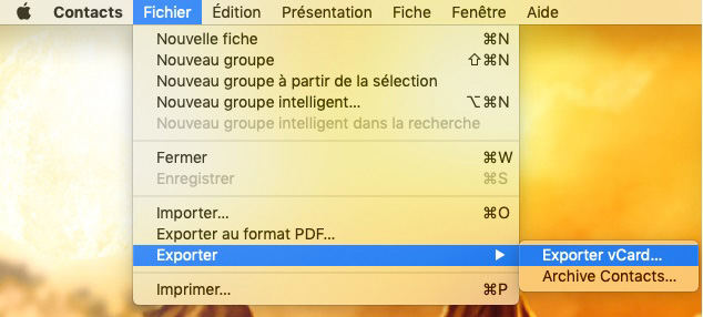 exporter contact mac
