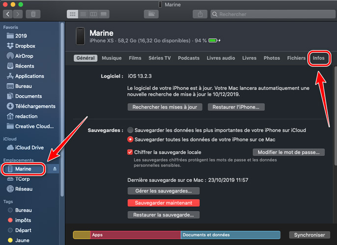 synchroniser contact iphone mac