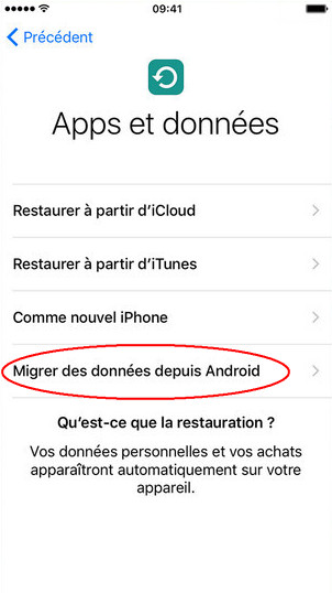 migrer donnees depuis android