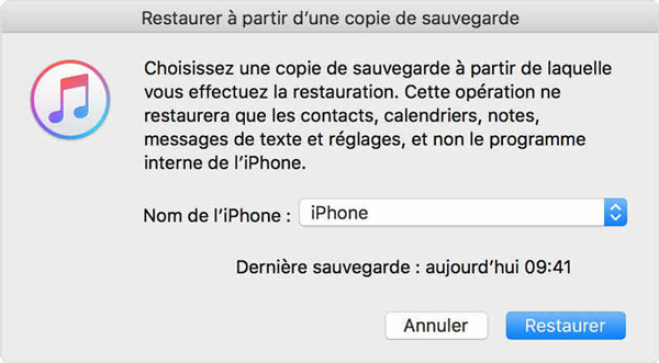restaurer sauvegarde iphone