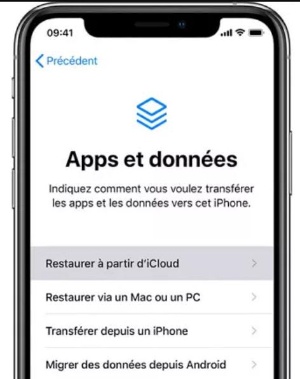 selecting iCloud backup restore