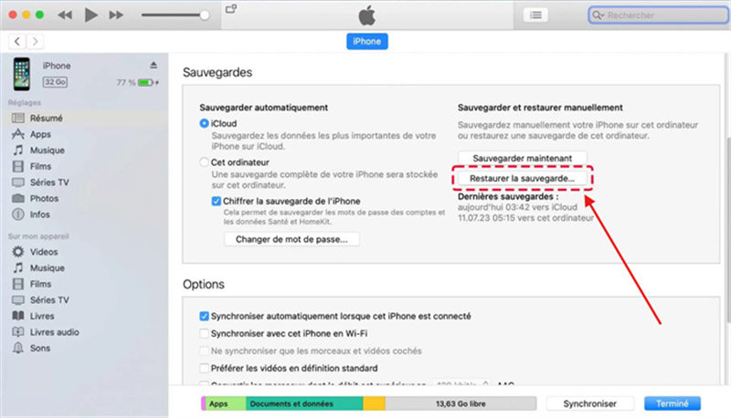 itunes restore backup