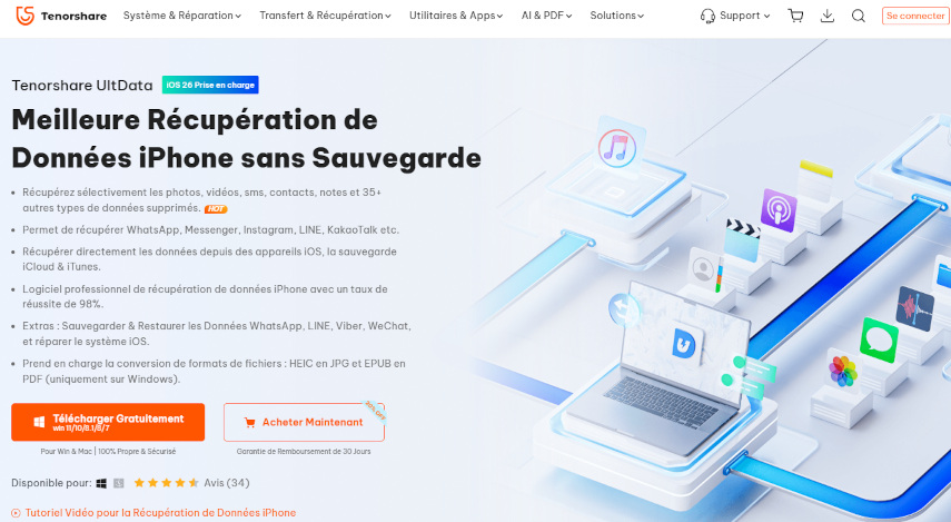 ultdata récupération de données iphone