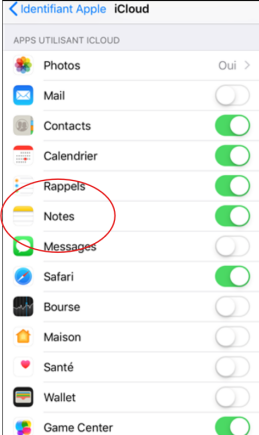 open iCloud and toggle on the Notes app