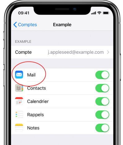 open settings and click emails connected to the phone