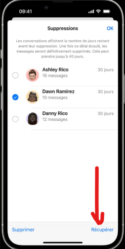 click messages and recover