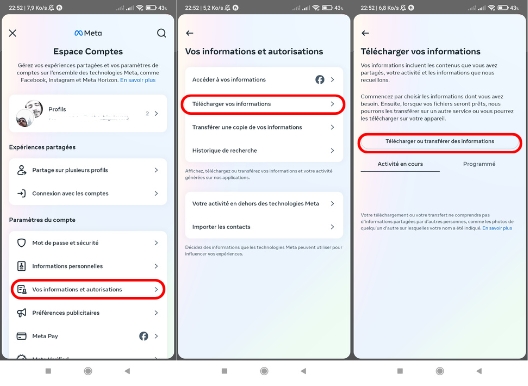 select the transfer or download
