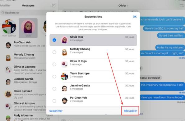 Mac message recovery