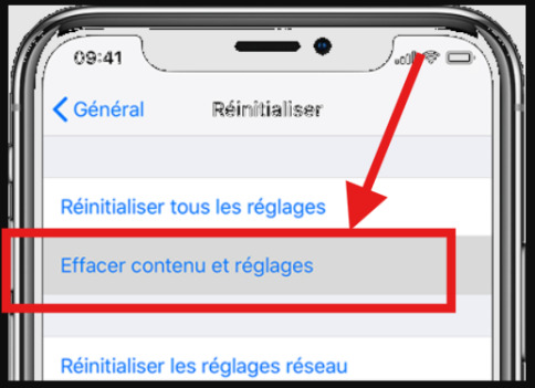 click the erase all content and settings