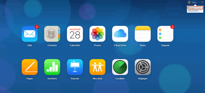 reglages icloud