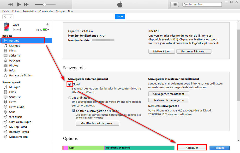 sauvegarder ipad sur itunes