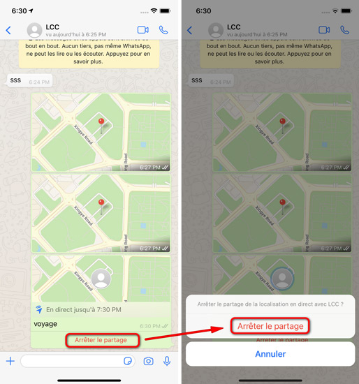 localisation avec whatsapp