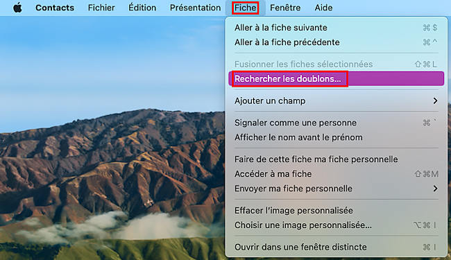 Rechercher des contacts doublons sur Mac
