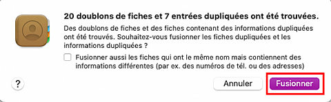 Fusionner contacts sur Mac